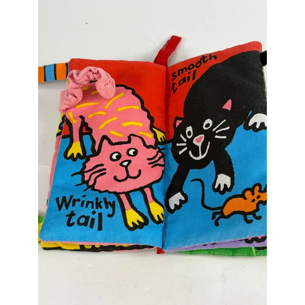 Jellycat Kitty Tails Soft Cloth Baby Book Anne Wilkinson Sensory Toy Cat Tails